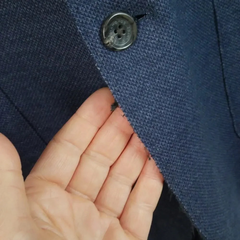 7 Diamonds Bronk Blazer Unstructured Jacket Sport Coat XL Blue Knit Cotton Blend